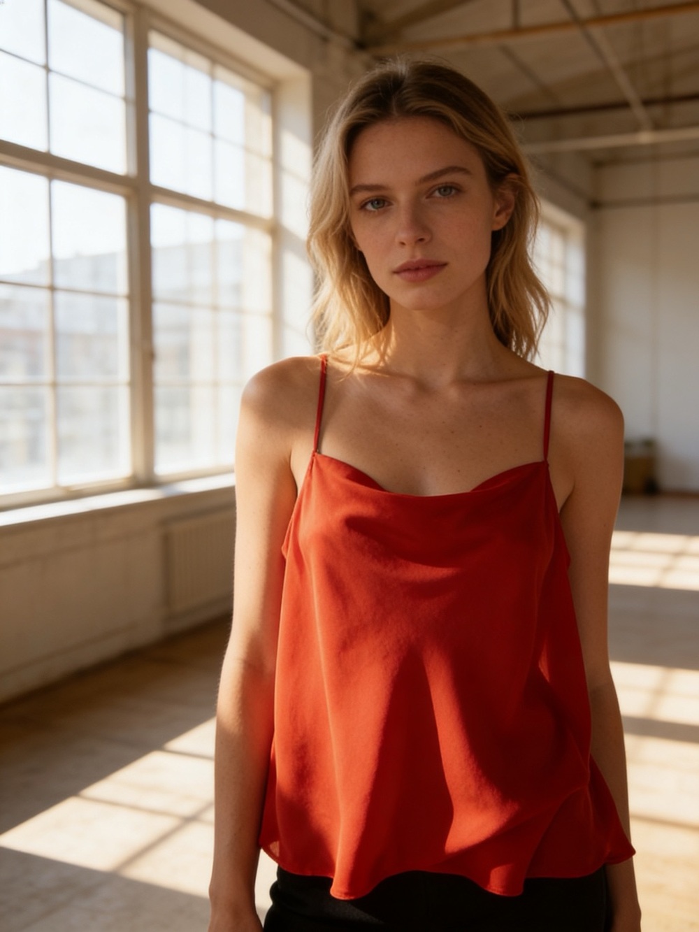 Topshop Red Satin Cowl Neck Cami Tank Top Spaghetti Strap Size 8